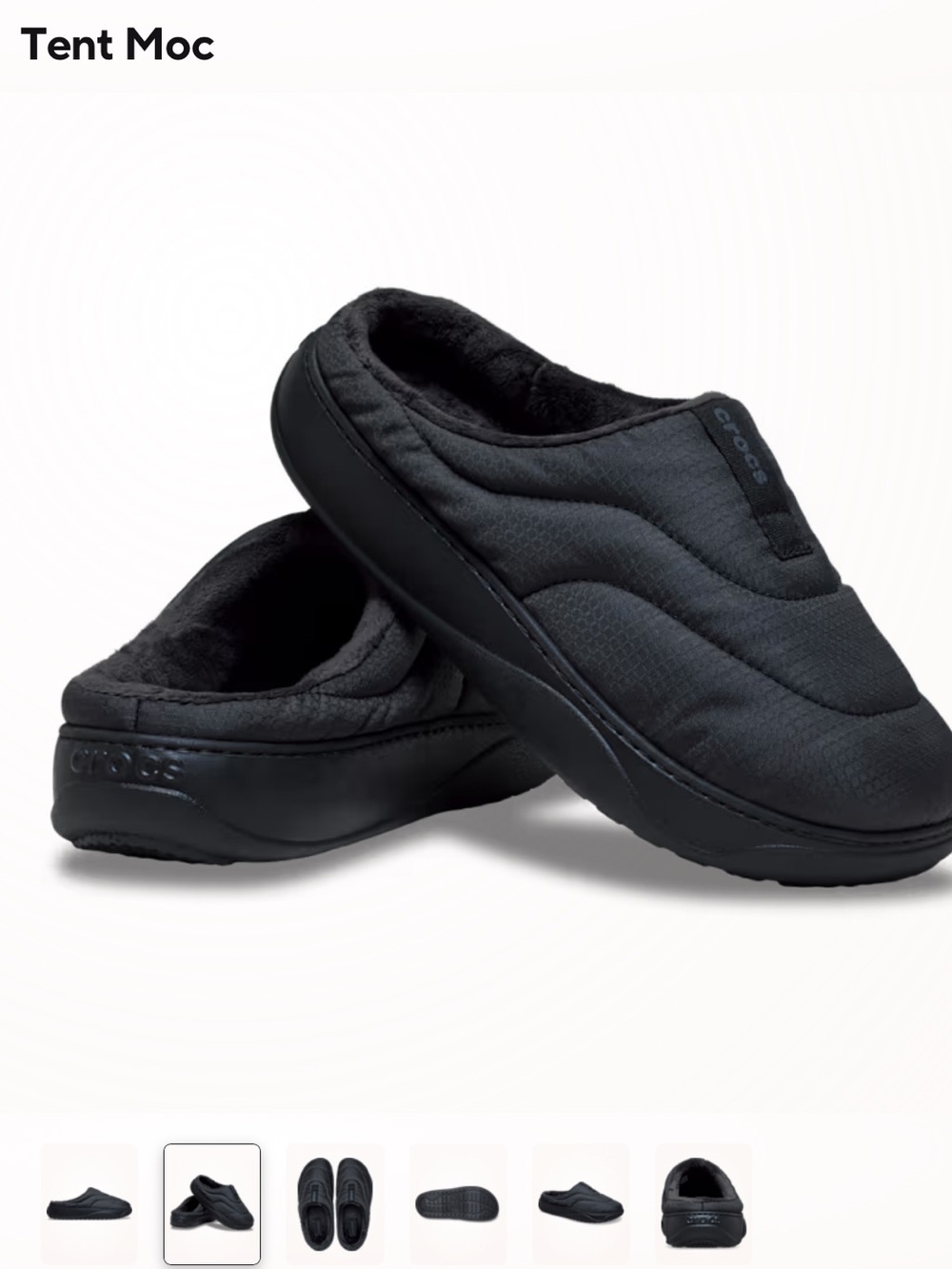 NWT CROCS Tent Moc Slip On in Black - Women’s Size 9/ Men’s Size 7